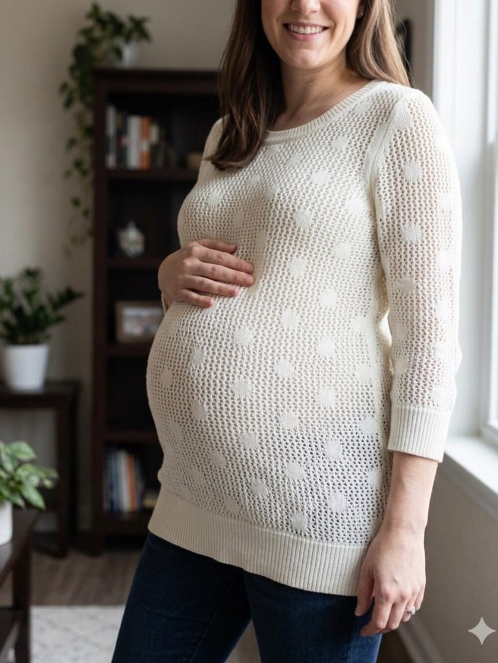 Motherhood Maternity Loose Knit Polka Dot Sweater Xl